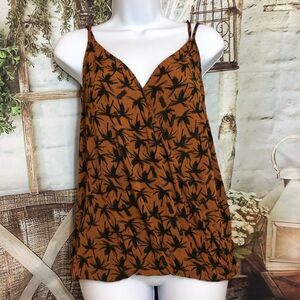 MOSSIMO overlap front V-neck crisscrossed back straps Palm Tree tank size M top